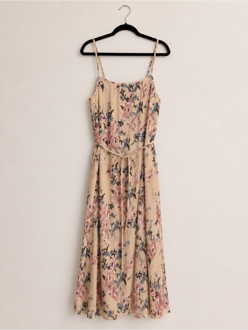 Lovestitch Floral Crinkle Maxi Dress Size L Pink Blue Cream From VICI